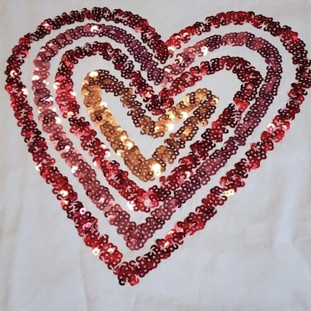 New Crewcuts by J.Crew girl size XL / 12-14 long sleeve sequin heart shirt